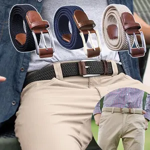 3PCS Casual Stretch Belts for Men, Adjustable Braided Mens Elastic Belt, Ideal Gifts for Golf, Dress, Work