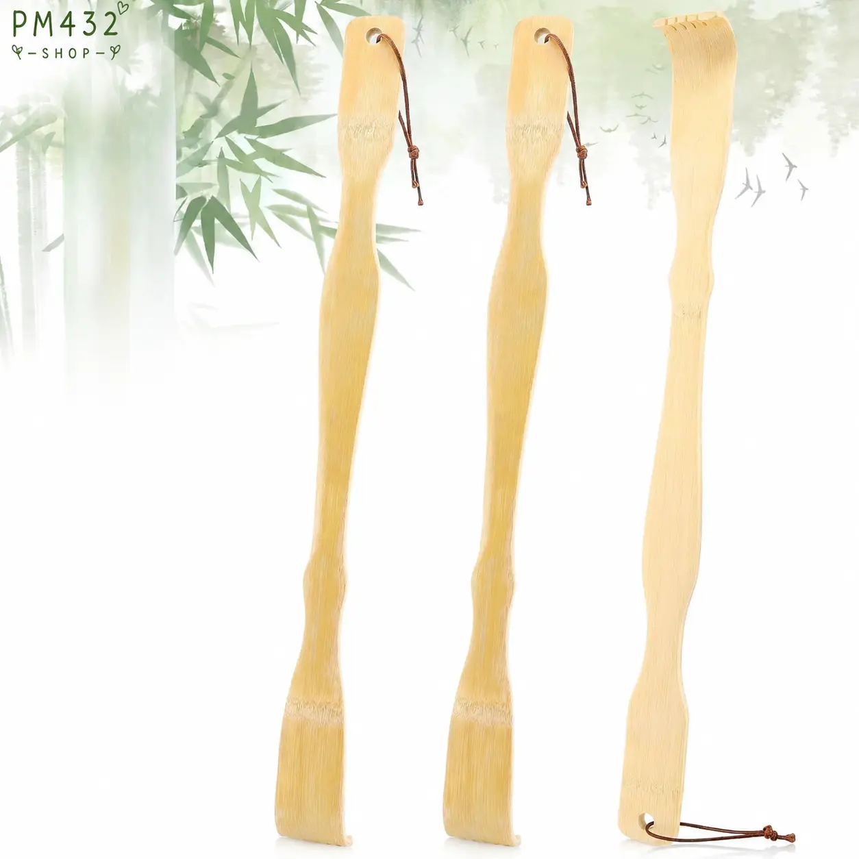 3-Pack Wooden Bamboo Back Scratcher – 16.5in Long Handle Body Care Tool, Smooth Durable Scratch Stick for Adults & Seniors, Comfortable Daily Use & Gift-Ready Easter Basket Stuffer