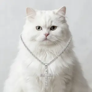 Rhinestone Cross Pet Collar Hip Hop Style for Dogs and Cats