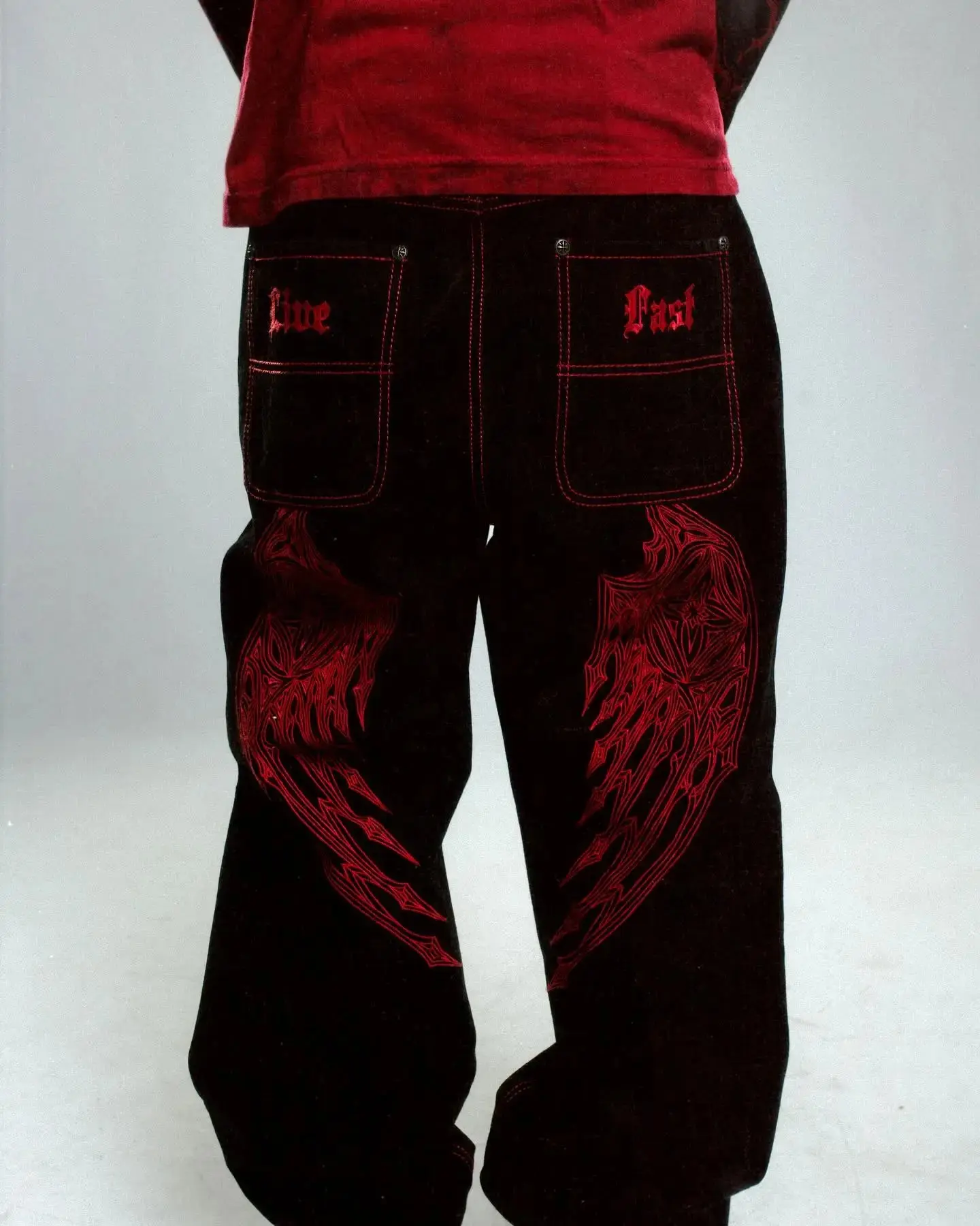 Affliction New Jeans American New Fashion Embroidered Loose Jeans Men and Women Street Casual Floor Mopping Pants