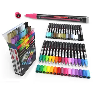 30 Essential Acrylic Paint Pens Assorted Color Set (0.7mm EXTRA FINE) Artist Bundle Art Supplies