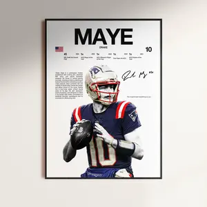 Drake Maye Poster, Wall Print, Football , Poster Print, Sports Decor, New England Poster, Football Gift ( Unframed- Print Only )