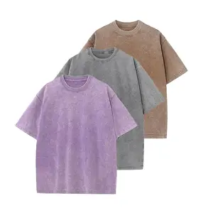 Oversized T Shirts Heavy Cotton Acid Washed Vintage Unisex Tee Loose Fit Short Sleeve Casual Streetwear Baggy Basic Tops
