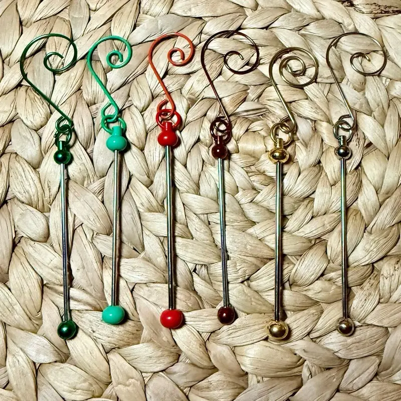 Metal Beadable Ornament Hangers in multiple colors