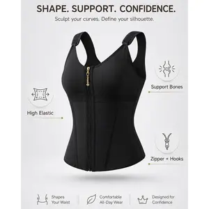 ZGQNBelle Women's Colombian Fajas Shapewear Bra - High Compression Sleeveless Vest, Double Layer Tummy Control Waist Trainer Corset, Adjustable Light-Style Nylon Fabric Top bodysuit
