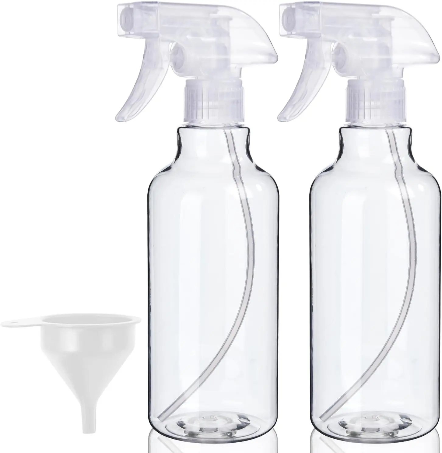 Plastic Spray Bottles, 2-Pack, 16.9 Oz, Mist & Stream, Heavy Duty Spraying, Empty Water Spray Bottle for Cleaning Solutions, Essential Oils, Hair, , BBQ,   Behavior Correction (Clear)