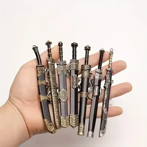 Sword Miniature Set, 7 Counts/set Mini Sword Keychain with Scabbard, Home Decor Ornament Gift for Collectors Over 18 Years Old