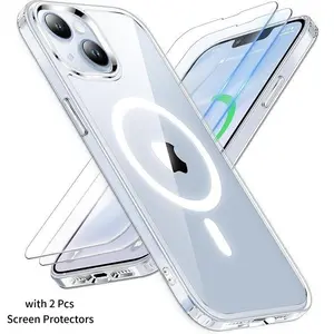 Transparent Magnetic Phone Case with 2PCS Screen Protectors - MagSafe Compatible, Military-Grade Drop Protection, All-Round Shockproof Hybrid Cover for iPhone 17 Pro Max/16 Pro Max/16E/15 Plus/14 Pro/13/12/11