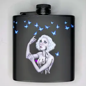 6 oz stainless steel flask 'House of Butterflies'