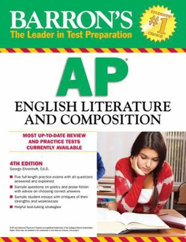 Used Barron's AP English Literature and Composition Paperback by George Ehrenhaft Ed. D. - Soft Covers, 1.53 lbs, AP Exam Preparation, Practice Exams With All Questions Answered, Sample Essays With Critiques, 1.53 Pounds