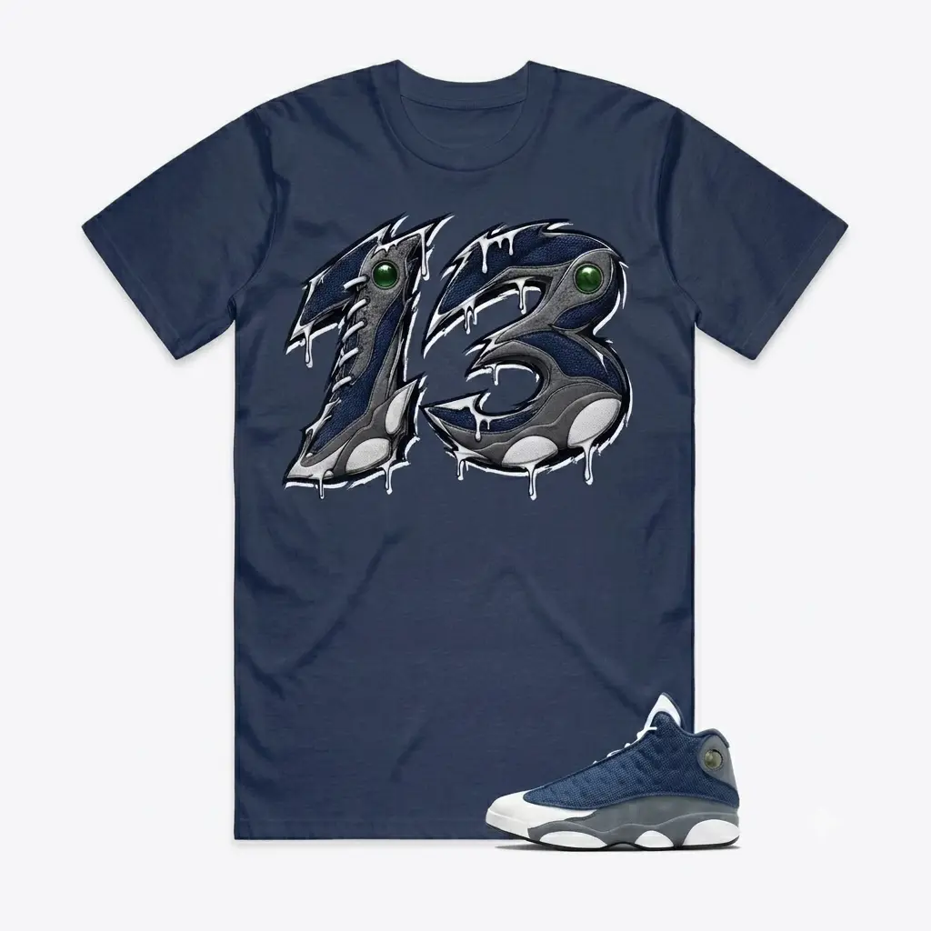 13 Flint Navy Grey University Blue White 2026 Spizike T Shirt Match 13SNKR, 90s Hip Hop Tee, Gift For Women and Man, Unisex T-Shirt, Sneaker Head Gift