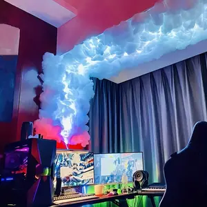 Well.16 Ft DIY Thundercloud LED Cotton Cloud Light with Colorful Atmosphere Night Light for Gaming Room, Garage, Club, Dj Party-87