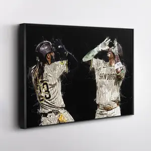 Manny Machado & Fernando Tatis Jr. San Diego Padres Canvas Print  MLB Wall Art, Framed Baseball Poster, Gift for Padres Fans ( Unframed - Print Only )