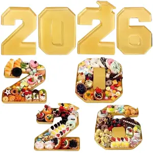 2026 Graduation Charcuterie Board Kit – 13.7'' Large Fillable Number 2026 Plastic Charcuterie Snack Box, Charcuterie Board for Party, Perfect Grad Party Supplies for Chocolate, Candy & Cupcakes