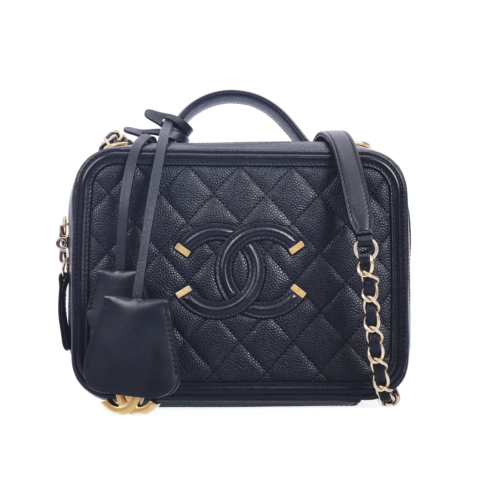 Pre-owned CHANEL Calfskin Crossbody Bags CC Filigree Vanity Case Black 44041201