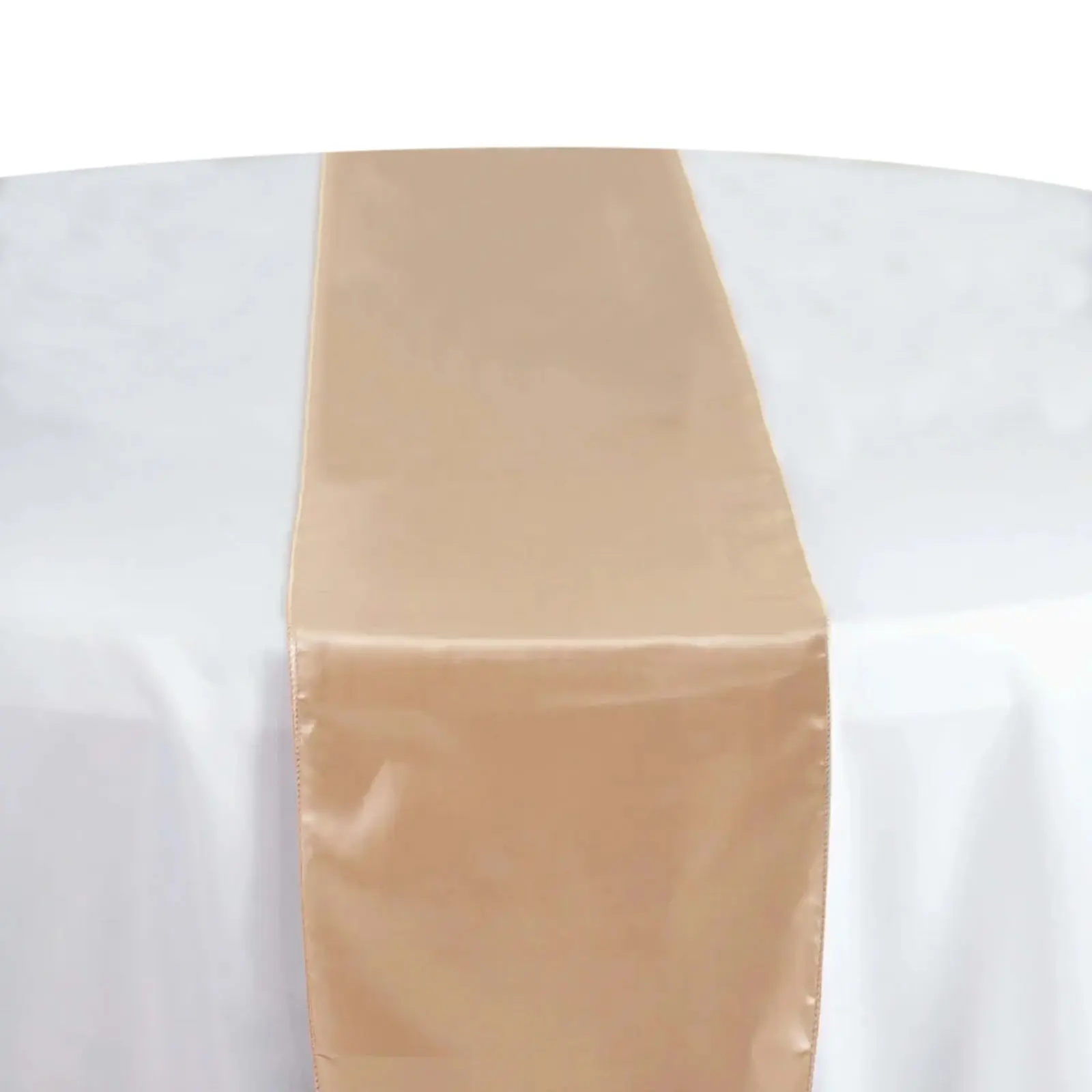Satin Table Runner Cloth, 12"x108" Nude - Machine Washable Household Kitchen Linen for Wedding Events, Stylish Easy-Clean Textile