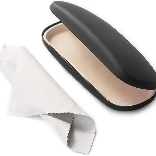 Stylish Lentes Unisex Hard Shell Eyeglasses Case - Protective Durable Design for Everyday Use with Microfiber Cloth Included