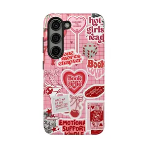 Book Girlie Phone Case for iPhone 17 ProMax 16 15 14 13 12 11 Pro Max, Book Collage Phone Case, Gift for Her, Trendy Cute Aesthetic Phone Case Compatible with Samsung Galaxy S25