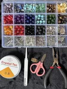 NO. 16 DIY kit 7 color gemstone round beads and chips combo DIY kit 7 chakra beading kit