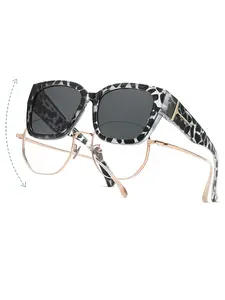 Foldable T-Bar Large Frame Fashion Prescription Sunglasses, Uv400 Polarized Travel Glasses for, Outdoor Sun Protection