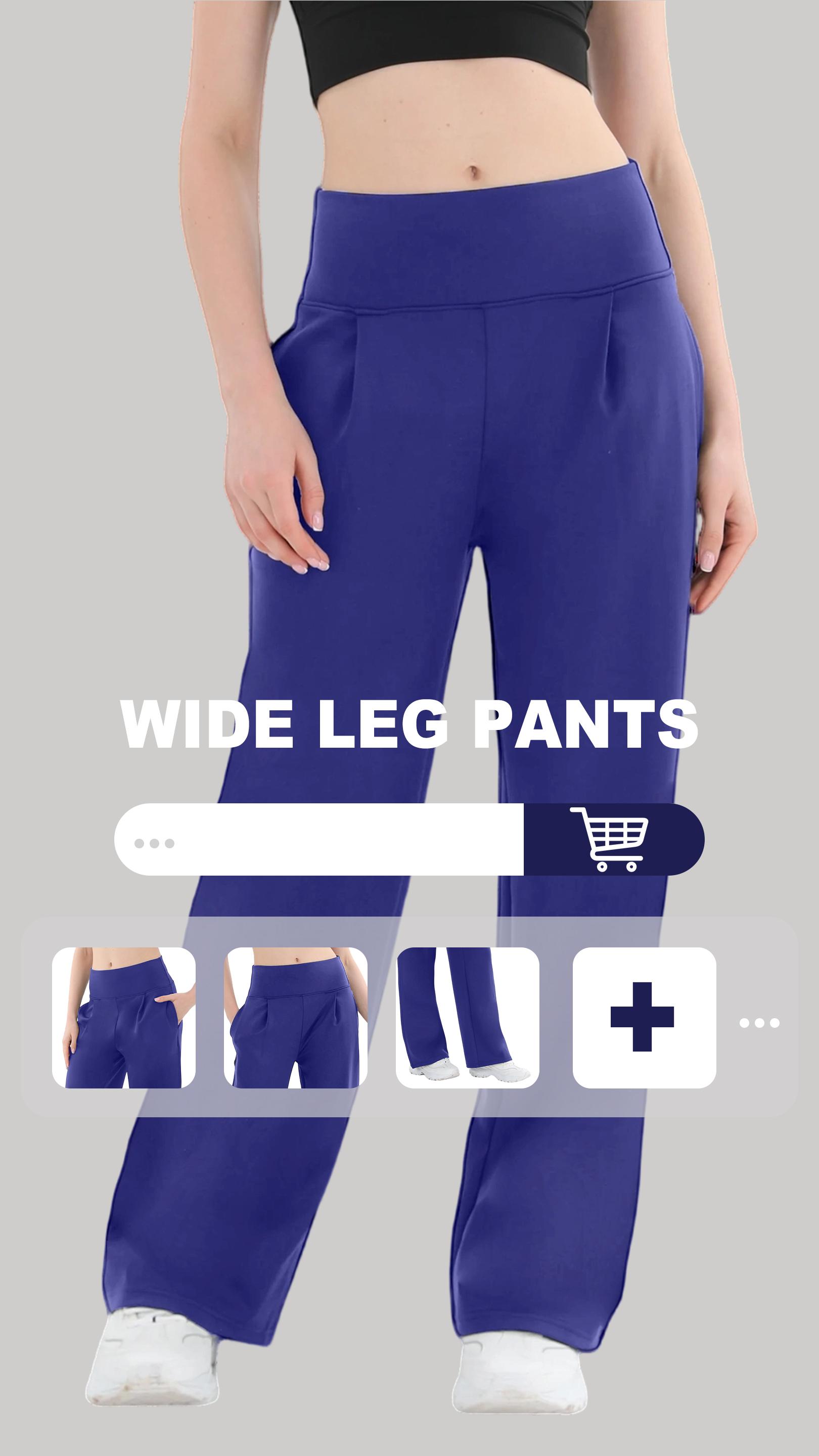 Women's Wide-Leg Workout Pants High-Waisted, Loose Casual Trousers with Pockets for Gym Fitness Daily Wear outdoorfun