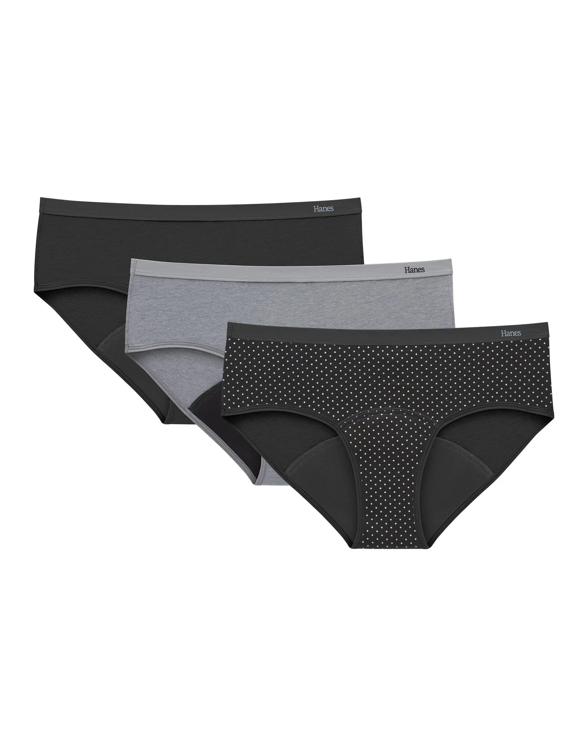 Hanes Comfort Period. Hipster Underwear Super Leaks 3-pack Women's Multi Pack Comfortable Fit Soft Stretch Fabric Breathable Sp41ya
