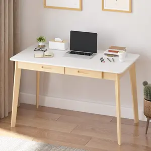 FUFU&GAGA Computer Desk with 2 Drawers, 39”/ 47” Home Office Desk, Writing Study Working Table for Bedroom
