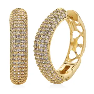 Cubic Zirconia Hoop Earrings in Goldtone