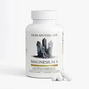 Magnesium+ 5-Form Complex – Dear Apothecary | Magnesium Glycinate, Citrate, Malate, Oxide, Aquamin (Hydroxide from Marine Algae) | Calm, Sleep, Muscle, Heart & Nerve Support | High Absorption | Vegan, 60 Capsules