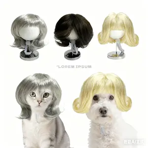 Pet wig ,Pet transformation ,Pet in wigs,Funny  Pet catcosplay, Pet Headdress with Bow Tie, Pet Wigs for Halloween Christmas Parties Festivals Dog Wigs