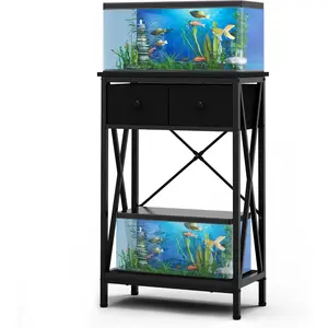 Metal Fish Tank Stand, Aquarium Stand with Cabinet Storage, Durable Tank Stand for Turtle Tank, Reptile Terrarium, 220LBS Capacity, Ideal for Indoor/Outdoor Use