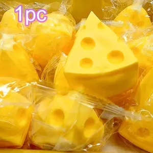 1pc Cheese Stress Ball, Cheese Block Squeeze Toy, Suitable for children's squeeze toys, Adult Anxiety Relief Ball, Pressure Release Gift, Birthday Present (not Edible), Suitable As Christmas, Party, Squishy Stress Ball