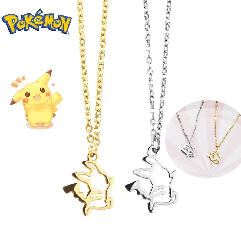 Pokemon Pikachu Women's Cartoon Metal Necklace Kawaii Anime Doll Modeling Girls Titanium Steel Pendants accessories jewelry gift