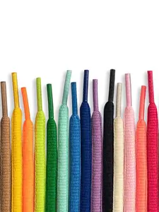 Rainbow Accent Oval Shoelaces - Durable Blue Polyester-Spandex Blend, Knit Design for Sports/Casual/Canvas Shoes, Hand Washable & Long-Lasting