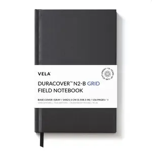 Vela Sciences Advanced N2-B Field DuraCover Notebook, 5.5 x 8.5 in (14 x 21.5 cm), 136 Pages, Gray Saturated Weave, Permanent Bound, 70lb Heavyweight Paper (1-Pack, Grid)