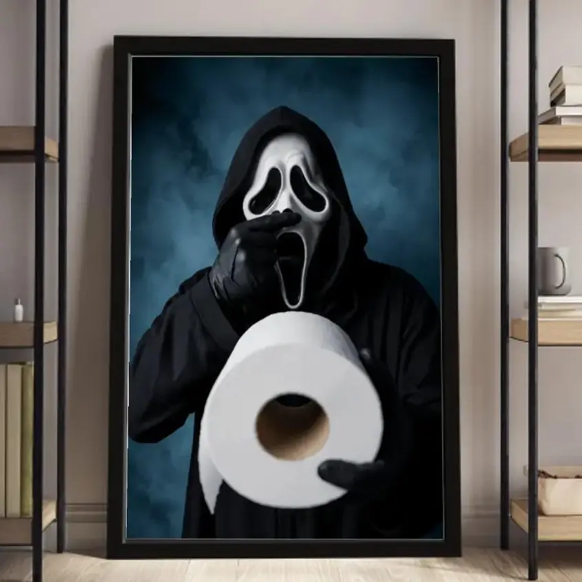 Funny Scream Bathroom Unframed Poster Horror Movie Wall Art Ghostface Wall Print