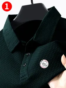 Men's Summer High-End Polo Shirt, Cool Comfortable Print, New Jacquard Fabric, Casual Sports Leisure, Ajax Football Club Badge, Short Sleeve