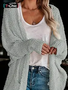 Autumn Winter New Women's Casual Loose-Fit Knitted Cardigan, Soft Comfortable Pockets Design, Elegant Long Sleeve Sweater Coat Knitwear