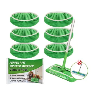 6Pcs Microfiber Mop Pads Compatible with Swiffer Sweeper Mop Wet and Dry Flat mop Cover Replacement Reusable Sweeping pad Mop Heads Refills Handle Not Include