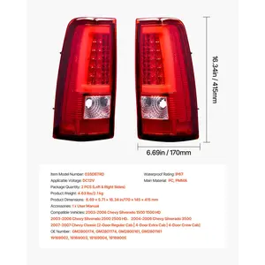 VEVOR Tail Light Assembly Compatible with 2003-2006 Chevy Silverado 1500 1500 HD 2500 2500 HD 3500, 2007-2007 Chevy Classic, 2PCS Driver Passenger Side LED Taillight Brake Lamps with Bulbs, Red