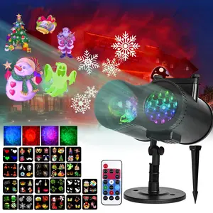Christmas Halloween Projector Lights with 2 Head, IP65 3D Ocean Waves & 22 HD Slides, Remote Control