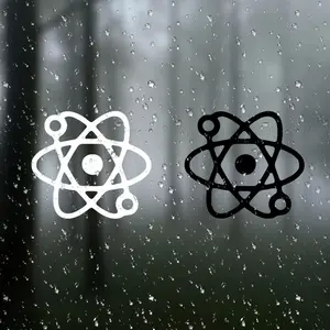 Einstein Atom Symbol Car Sticker, Durable Vinyl Material for Doors Windows Laptops Bags Furniture Bumpers, Non-Toxic Ca Prop 65 Compliant