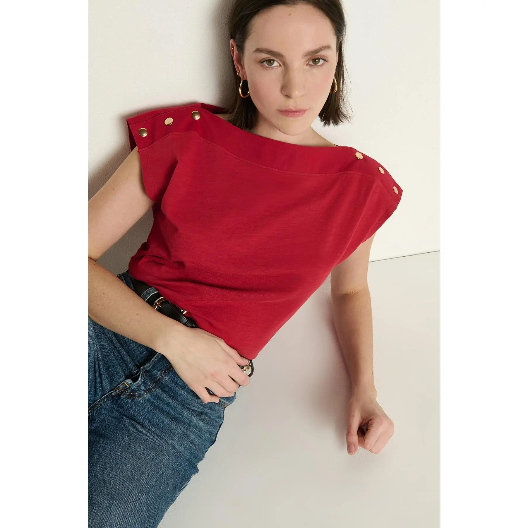 Brooks Boatneck Top- Rio Red Brooks Boatneck Top- Rio Red