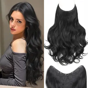 CHAOEE Clip in Hair Extensions, Black Long Wavy Hair Extensions for Women Clip Ins Soft Full Head Synthetic Hairpieces 20 Inch