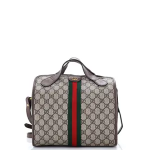 Pre-owned GUCCI Canvas Coated Travel Bags Ophidia Fold Over Duffle Bag GG Coated Canvas Mini by Rebag