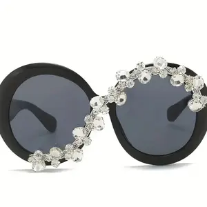 BLACK or GREEN Rhinestone Embellished Sunglasses with Funky Design fashion accessory