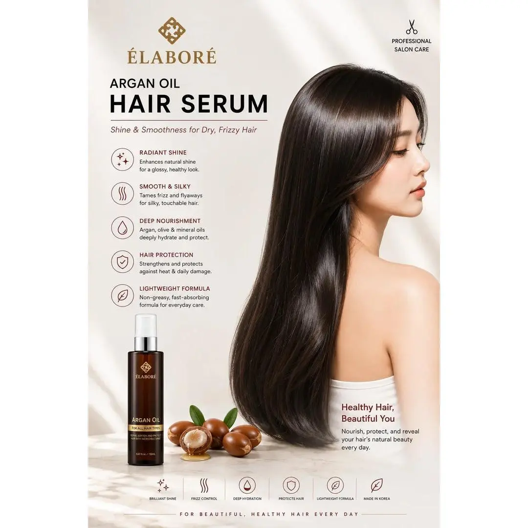 Elabore Argan Oil Hair Serum – 5.07 fl. oz. / 150 mL Fragrance Frizz