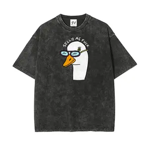 Men's Oversized Vintage Retro Graphic Short-Sleeve T-Shirt - Unisex Round Neck Stretch Clothes, S-5XL Casual Washed Batik Cotton Fabric, Super Soft Pre-Shrunk Streetwear Top