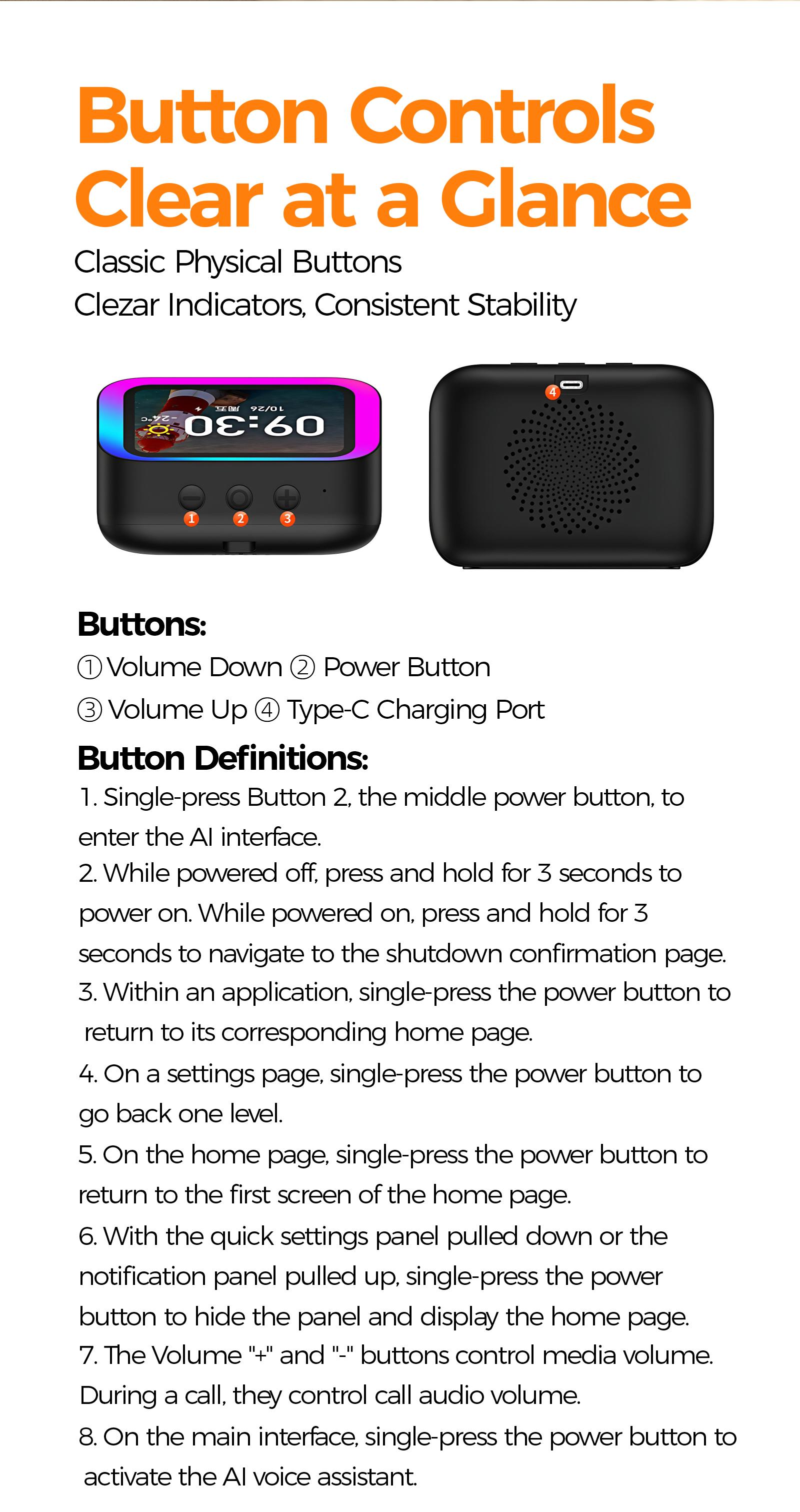 Smart HD Screen Bluetooth Speaker | AI Voice Assistant, Smart Alarm Clock & Digital Photo Frame | RGB Desktop Speaker with Hands-Free Calling