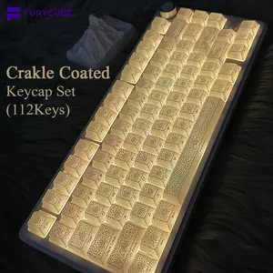 [Keycap Only] FURYCUBE Crackle Coated Translucent Keycaps Set (112 Keys) - Cherry Profile, Textured Feel, Custom Mechanical Keyboard Keycaps for Gaming & Office
